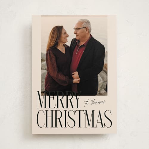 This is a eggnog holiday photo cards with standard by Ekko Studio called merry stack printing on recycled smooth signature in standard