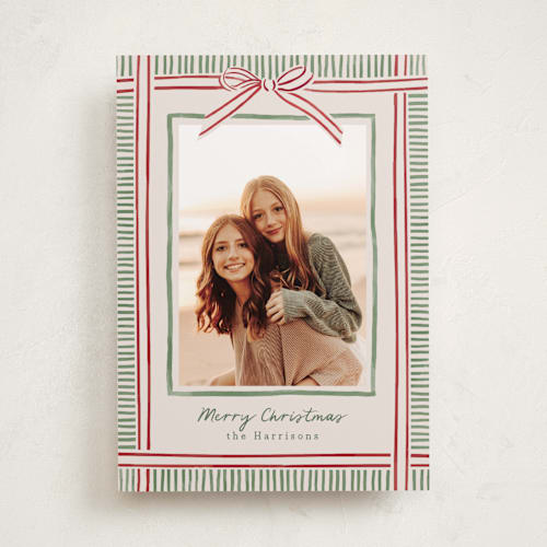 This is a moss holiday photo cards with standard by Chris Griffith called holiday wrap printing on recycled smooth signature in standard