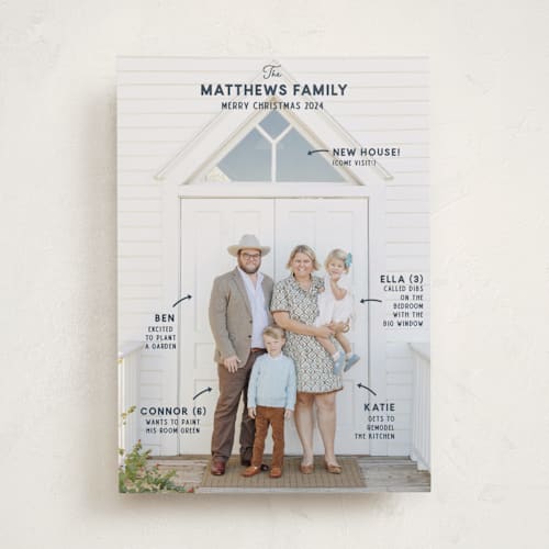 This is a navy holiday photo cards with standard by Lisa Assenmacher called excitement printing on recycled smooth signature in standard