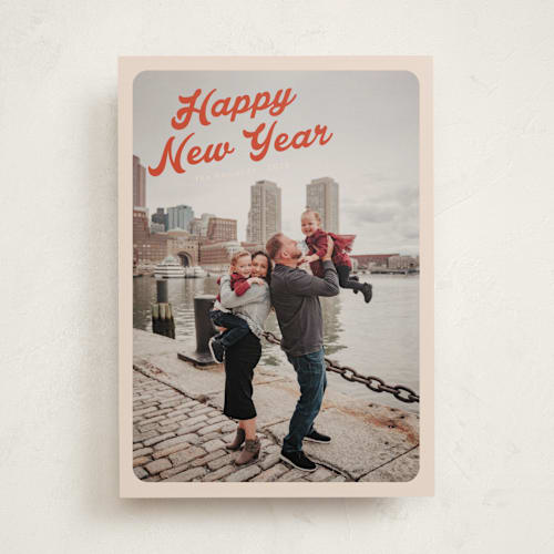 This is a poinsettia holiday photo cards with standard by Morgan Kendall called vintage postcard printing on recycled smooth signature in standard