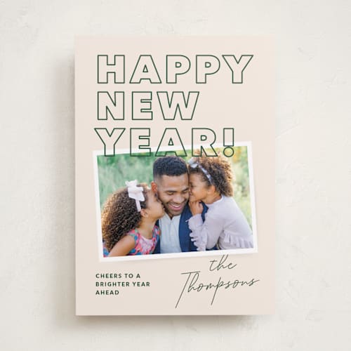 This is a pine holiday photo cards with standard by Annie Clark called fun snap printing on recycled smooth signature in standard
