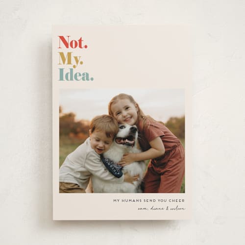 This is a maize holiday photo cards with standard by Penny Eversole called not my idea pet card printing on recycled smooth signature in standard