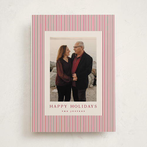 This is a cranberry holiday photo cards with standard by Kristie Kern called the prep printing on recycled smooth signature in standard
