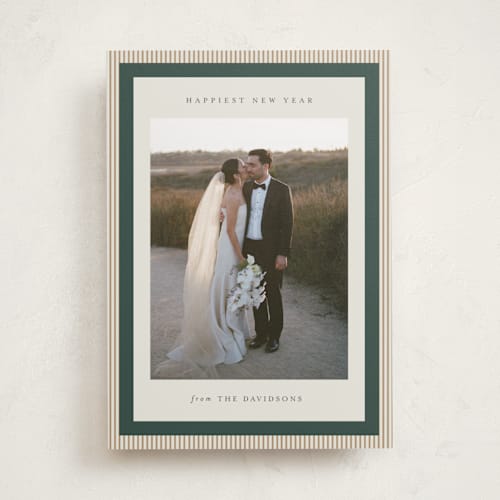 This is a forest holiday photo cards with standard by Jackie Crawford called modern striped frame printing on recycled smooth signature in standard