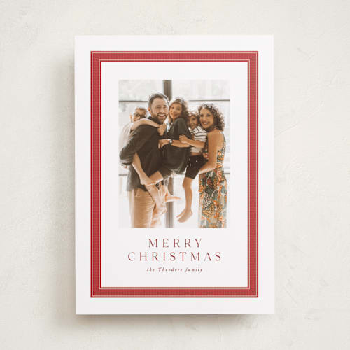 This is a candy cane holiday photo cards with standard by Lea Delaveris called ribbon framed printing on recycled smooth signature in standard