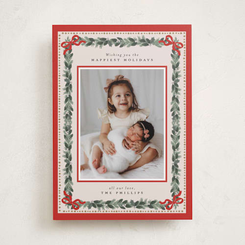 This is a cardinal holiday photo cards with standard by Itsy Belle Studio called sugarpine printing on recycled smooth signature in standard