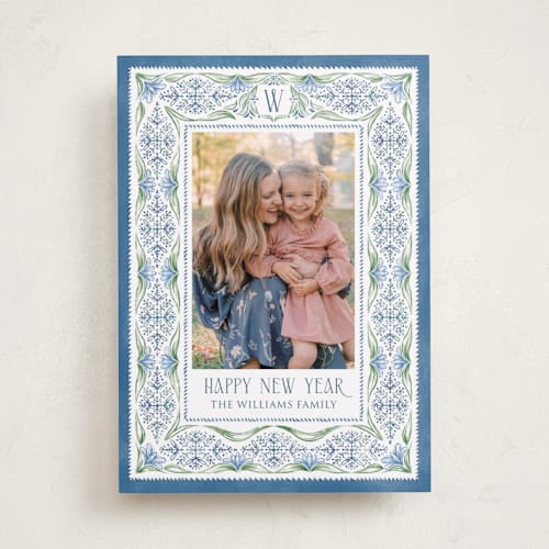 This is a frost holiday photo cards with standard by Paper Sun Studio called winter's lace printing on recycled smooth signature in standard