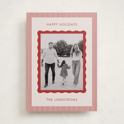 This is a eggnog holiday photo cards with standard by Kelly Schmidt called wavy edge printing on recycled smooth signature in standard