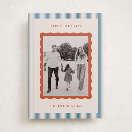 This is a beach holiday photo cards with standard by Kelly Schmidt called wavy edge printing on recycled smooth signature in standard