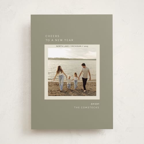 This is a sage holiday photo cards with standard by Sarah Brown called vacation snapshot printing on recycled smooth signature in standard