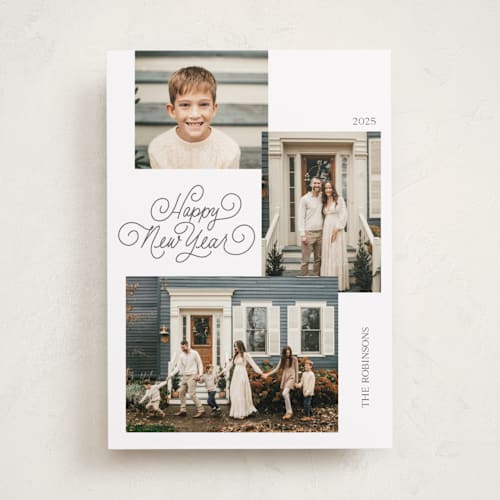 This is a snow holiday photo cards with standard by Elsa Duncan called curly merry christmas printing on recycled smooth signature in standard