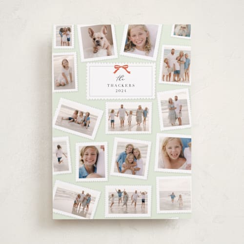 This is a mint holiday photo cards with standard by Hannah Williams called multi stamp photo printing on recycled smooth signature in standard