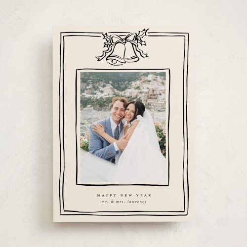 This is a licorice holiday photo cards with standard by Ekko Studio called christmas coquette printing on recycled smooth signature in standard