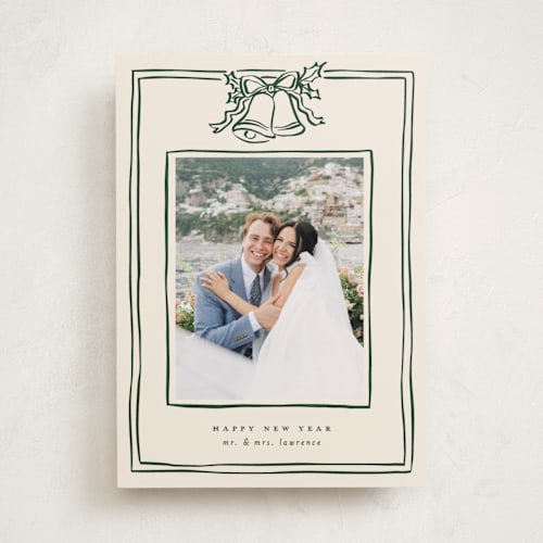 This is a evergreen holiday photo cards with standard by Ekko Studio called christmas coquette printing on recycled smooth signature in standard