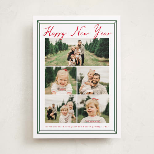 This is a pine holiday photo cards with standard by Kanika Mathur called classic multi frame printing on recycled smooth signature in standard