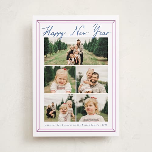 This is a plum holiday photo cards with standard by Kanika Mathur called classic multi frame printing on recycled smooth signature in standard