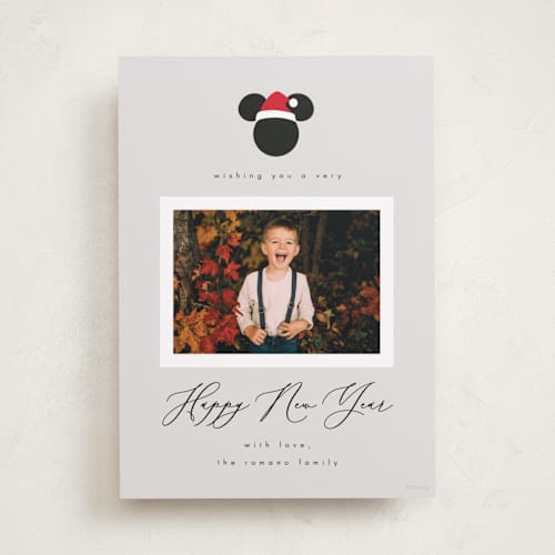 This is a fog holiday photo cards with standard by AK Graphics called simple disney mickey printing on recycled smooth signature in standard