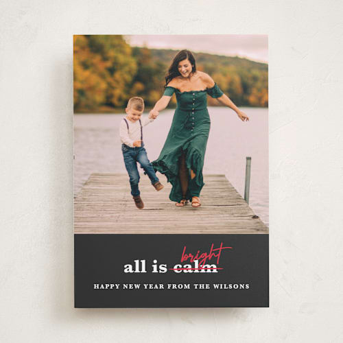 This is a chalkboard holiday photo cards with standard by Corie Page called bright edit printing on recycled smooth signature in standard