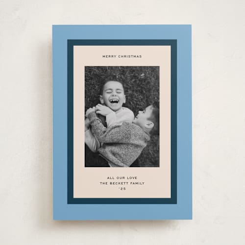 This is a celestial holiday photo cards with standard by Annie Clark called classic wrap printing on recycled smooth signature in standard