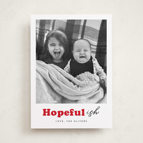 This is a holly holiday photo cards with standard by Carrie ONeal called festive-ish printing on recycled smooth signature in standard