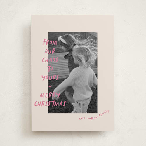 This is a gumdrop holiday photo cards with standard by Vera Lim called happy chaos printing on recycled smooth signature in standard