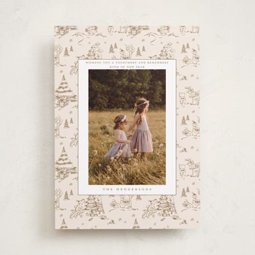 This is a caramel holiday photo cards with standard by Teju Reval called disney's holiday pooh printing on recycled smooth signature in standard