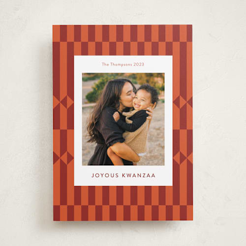 This is a scarlet kwanzaa cards with standard by Anelle Mostert called kente cloth printing on recycled smooth signature in standard