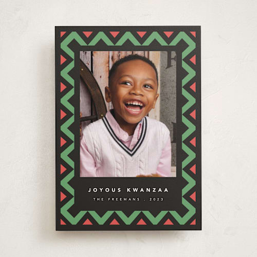 This is a unity kwanzaa cards with standard by letterfix called geometric frame printing on recycled smooth signature in standard