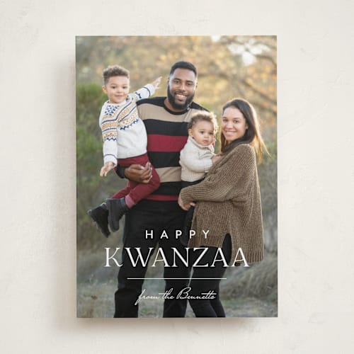 This is a marshmallow kwanzaa cards with standard by Carolyn MacLaren called line printing on recycled smooth signature in standard