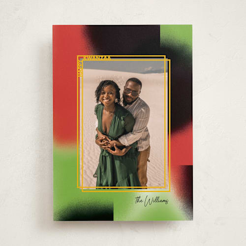 This is a papaya kwanzaa cards with standard by Baumbirdy called kwanza frame printing on recycled smooth signature in standard