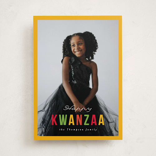 This is a confetti kwanzaa cards with standard by AK Graphics called colored kwanzaa printing on recycled smooth signature in standard