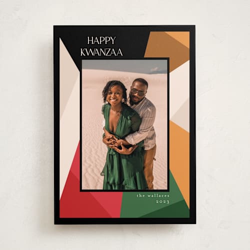 This is a noir kwanzaa cards with standard by Morgan Kendall called kaleidoscope printing on recycled smooth signature in standard