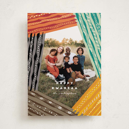 This is a licorice kwanzaa cards with standard by fatfatin called kwanzaa organic lines printing on recycled smooth signature in standard