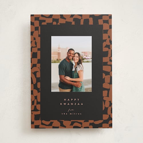 This is a terracotta kwanzaa cards with standard by Pati Cascino called aissa printing on recycled smooth signature in standard