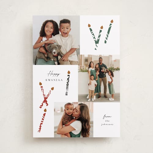 This is a palm kwanzaa cards with standard by Corinne Malesic called candles printing on recycled smooth signature in standard