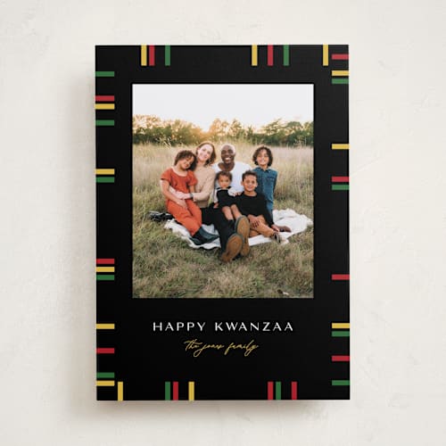 This is a onyx kwanzaa cards with standard by Pixel and Hank called kwanzaa boarder printing on recycled smooth signature in standard