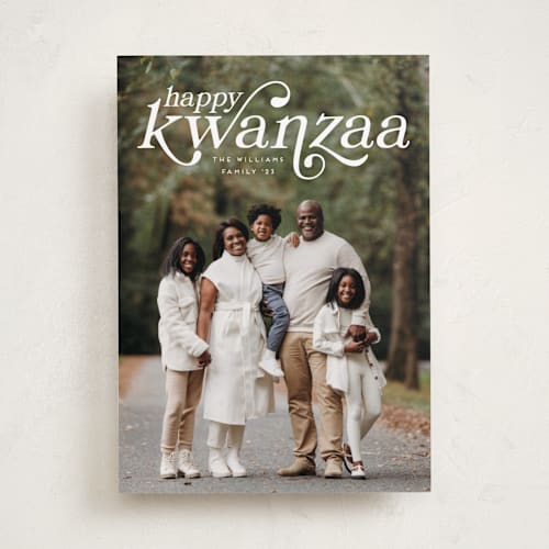 This is a snow kwanzaa cards with standard by Tamara Hilje called kwanzaa headline printing on recycled smooth signature in standard
