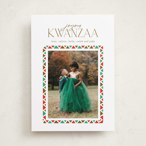 This is a carnival kwanzaa cards with standard by Phrosné Barwood called colorful border printing on recycled smooth signature in standard