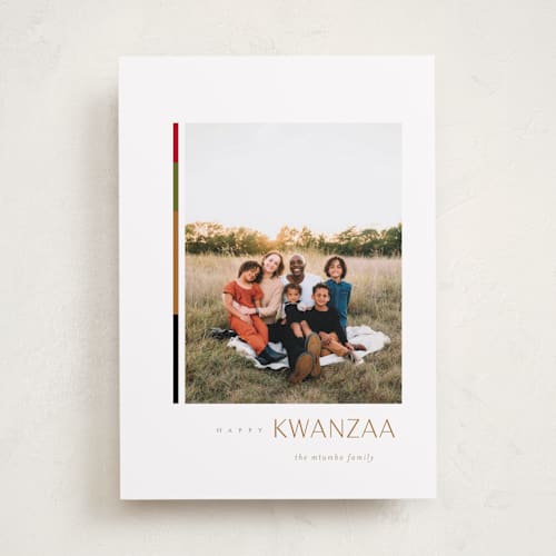 This is a powder kwanzaa cards with standard by Erin L. Wilson called minimalist printing on recycled smooth signature in standard