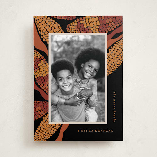 This is a pepper kwanzaa cards with standard by Corinne Malesic called kwanzaa corn printing on recycled smooth signature in standard