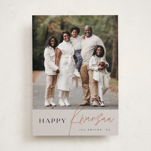 This is a rust kwanzaa cards with standard by Ana Sharpe called elegant kwanzaa printing on recycled smooth signature in standard