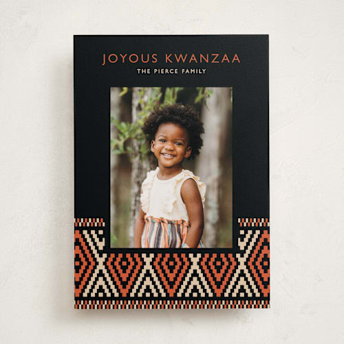This is a corn kwanzaa cards with standard by letterfix called woven border printing on recycled smooth signature in standard