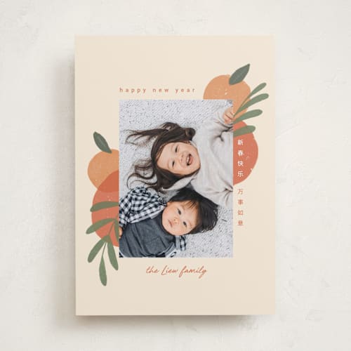 This is a tangerine chinese new year cards by Adelyn T. called mandarin oranges printing on recycled smooth signature in standard