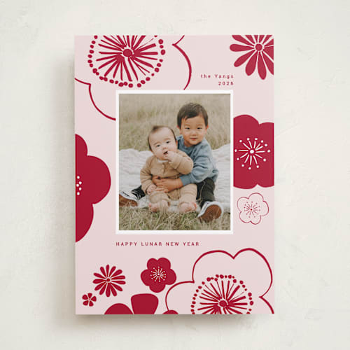 This is a blossom chinese new year cards with standard by Sumak Studio called lunar flowers printing on recycled smooth signature in standard
