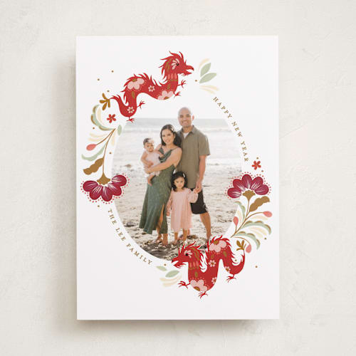 This is a pomegranate chinese new year cards by Sarah Knight called lunar dragons  printing on recycled smooth signature in standard