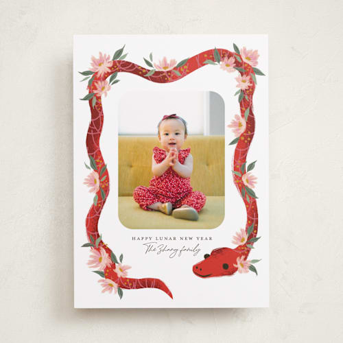 This is a blossom chinese new year cards by Jackie Crawford called little new year snake printing on recycled smooth signature in standard