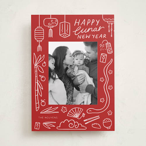 This is a jade chinese new year cards by Abbigail Lim called lunar doodles printing on recycled smooth signature in standard