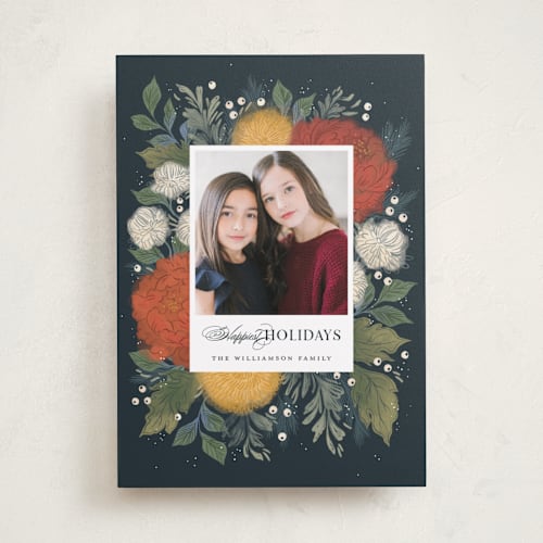 This is a navy met with standard by Paper Raven Co. called holiday bouquet printing on recycled smooth signature in standard