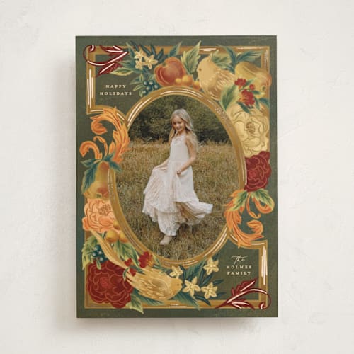 This is a festive gold met with foil pressed by Grae called seasons and elements printing on recycled smooth signature in standard