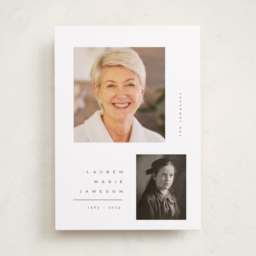 This is a twigs memorial cards with standard by Orasie called minimalist celebration printing on recycled smooth signature in standard